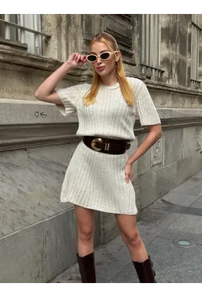 Kadın Nervürlü Mini Triko Elbise
