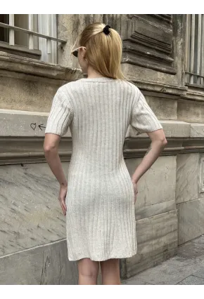 Kadın Nervürlü Mini Triko Elbise