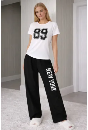 Kadın New York Baskılı Alt Üst Pijama Takımı