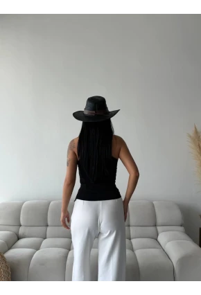 Kadın Omuz Detay Tasarım Bluz Siyah