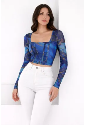 Kadın Paisley Desenli Kare Yaka Bluz