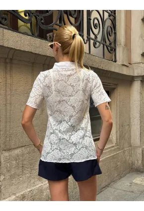 Kadın Polo Yaka Dantel Gömlek
