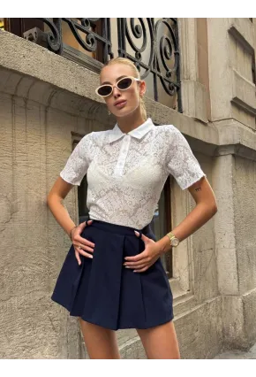 Kadın Polo Yaka Dantel Gömlek