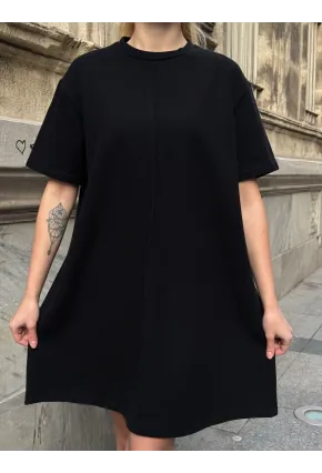 Kadın Rahat Kesim Soft Kısa Elbise Siyah