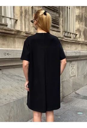 Kadın Rahat Kesim Soft Kısa Elbise Siyah