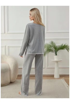 Kadın Relax Fit Süprem Pijama Takım Gri