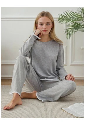 Kadın Relax Fit Süprem Pijama Takım Gri