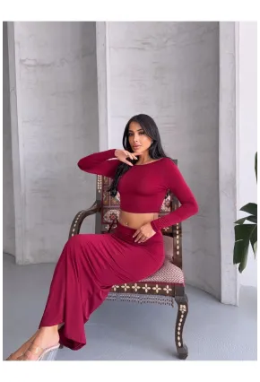 Kadın Sandy Kumaş Etek Bluz Alt Üst Takım