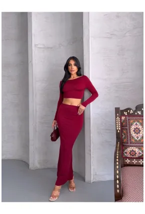 Kadın Sandy Kumaş Etek Bluz Alt Üst Takım