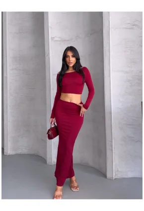 Kadın Sandy Kumaş Etek Bluz Alt Üst Takım