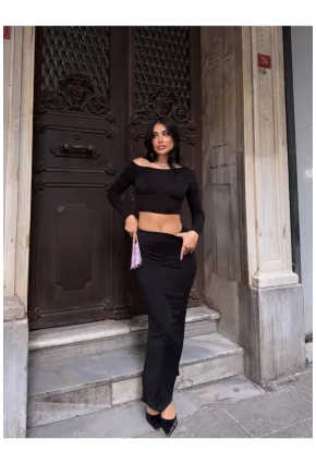 Kadın Sandy Kumaş Etek Bluz Alt Üst Takım