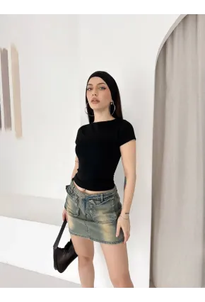 Kadın Sırt Bağcık Detay Bluz Siyah