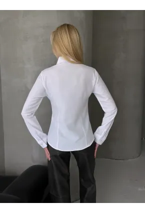 Kadın Slim Fit Düğmeli Beyaz Gömlek
