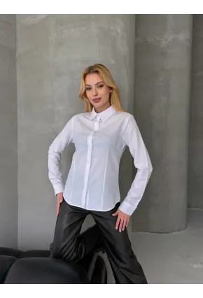 Kadın Slim Fit Düğmeli Beyaz Gömlek