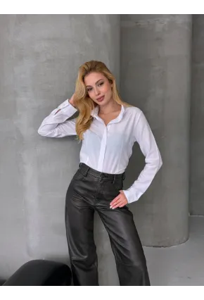 Kadın Slim Fit Düğmeli Beyaz Gömlek