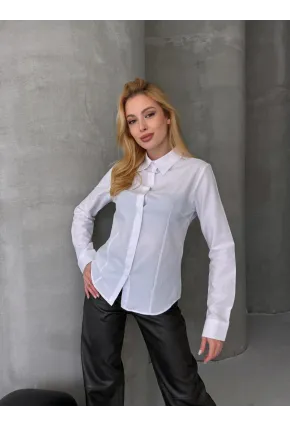 Kadın Slim Fit Düğmeli Beyaz Gömlek