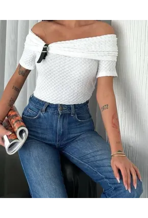 Kadın Tokalı Düşük Omuz Bluz