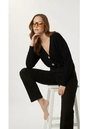 Kadın Yıldız Düğme Detaylı Triko Hırka