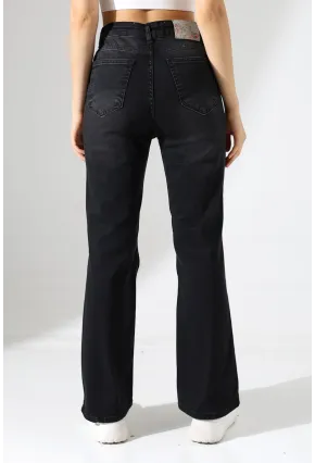 Kadın Yüksek Bel İspanyol Paça Jean Pantolon