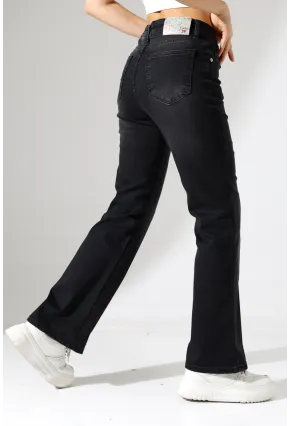 Kadın Yüksek Bel İspanyol Paça Jean Pantolon