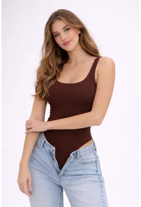 Kahverengi Basic Çıtçıtlı Body – Esnek Kumaş, Atlet Kesim, Günlük Şıklık