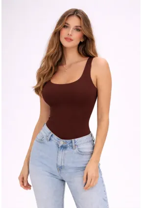 Kahverengi Basic Çıtçıtlı Body – Esnek Kumaş, Atlet Kesim, Günlük Şıklık