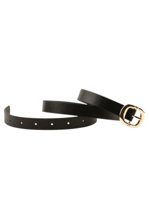 Kalın Kare Tokalı Siyah Kadın Kemeri