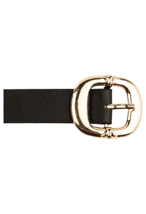 Kalın Kare Tokalı Siyah Kadın Kemeri