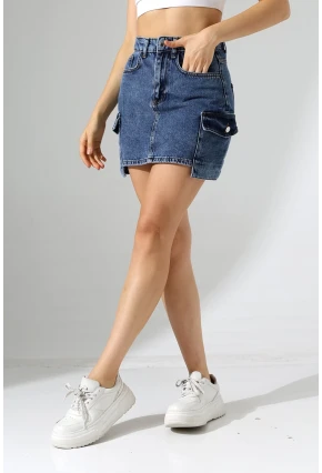 Kargo Cep Detay Mini Kot Etek