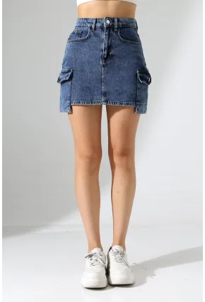 Kargo Cep Detay Mini Kot Etek