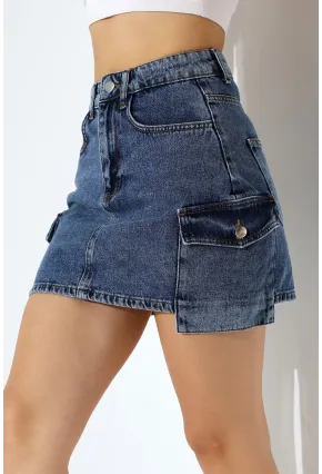 Kargo Cep Detay Mini Kot Etek