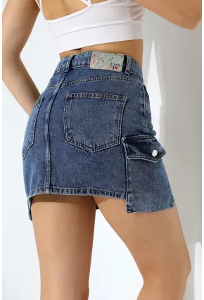 Kargo Cep Detay Mini Kot Etek