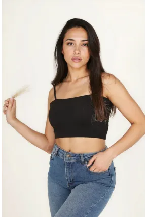 Kaşkorse İnce Askılı Topik Bluz Siyah