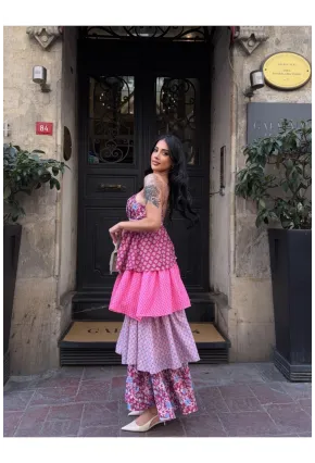 Kat Kat Desenli Tasarım Elbise