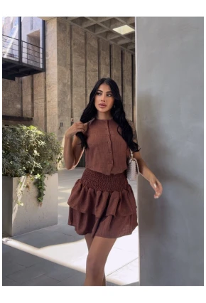 Katlı Etek ve Yelek Alt Üst Takım