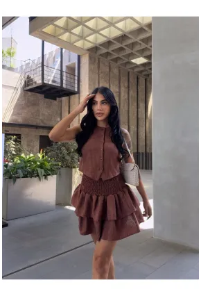 Katlı Etek ve Yelek Alt Üst Takım