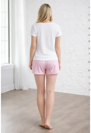 Kedi Baskılı “Sweet Love” Şortlu Kadın Pijama Takımı – Pembe & Beyaz