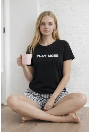 Kısa Kollu Rahat Kesim Pijama Takımı