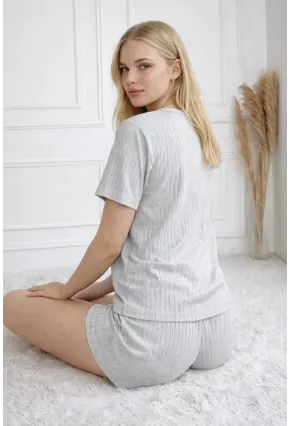 Kısa Kollu Rahat Kesim Pijama Takımı