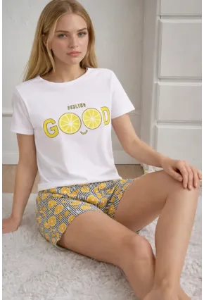 Kısa Kollu Rahat Kesim Pijama Takımı
