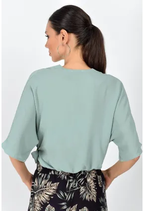 Kobe Kruvaze Yaka Yarasa Kol Bağlamalı Bluz