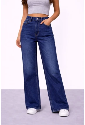 Lacivert İspanyol Paça Jean Pantalon