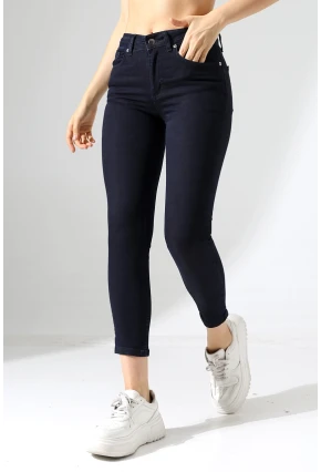 Lacivert Yüksek Bel Skinny Fit Jean Pantolon