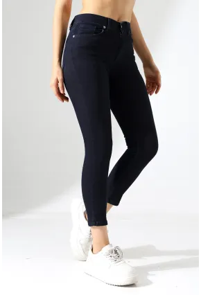 Lacivert Yüksek Bel Skinny Fit Jean Pantolon