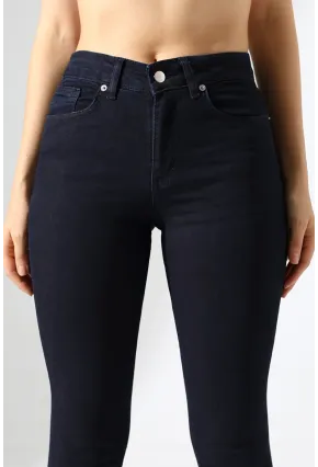 Lacivert Yüksek Bel Skinny Fit Jean Pantolon