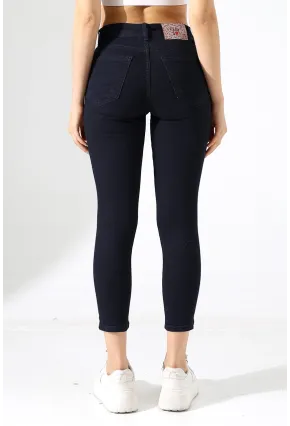 Lacivert Yüksek Bel Skinny Fit Jean Pantolon