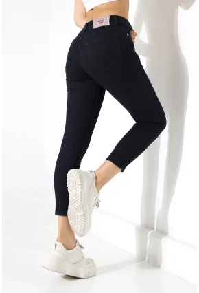Lacivert Yüksek Bel Skinny Fit Jean Pantolon