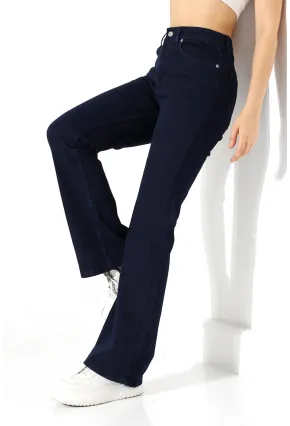 Lacivert Yüksek Bel Straight Fit Jean Pantolon