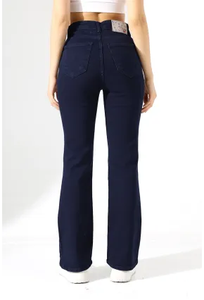 Lacivert Yüksek Bel Straight Fit Jean Pantolon