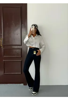 Likralı İspanyol Flare Jeans